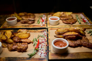 Enjoying Delicious Chicken Wings Accompanied by Fresh Sides and Tasty Sauces for All