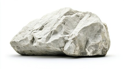 Large Gray Rock with Rough Surface on White Background