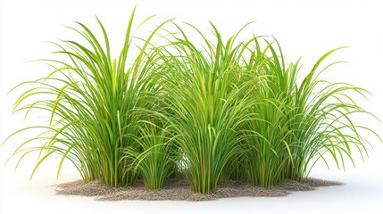 Lush Green Grass Clusters with Vibrant Blades and Soft Texture