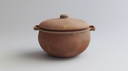 A clean crucible with a lid on a white background