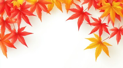 Vibrant Autumn Maple Leaves with Bright Red and Yellow Color Palette
