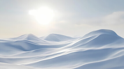 Isolated snow hills landscape. winter snowdrift background. Sunweave. Illustration