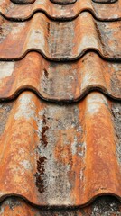 Rusty terracotta roof tiles showing weathered texture and color patterns