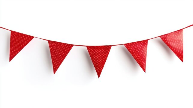 Bright Red Bunting Flags with Polka Dots for Festive Decorations