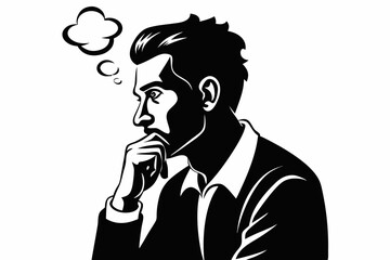 a man thinking silhouette vector illustration