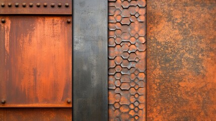 Abstract Textures of Rusty Metal Panels with Unique Designs