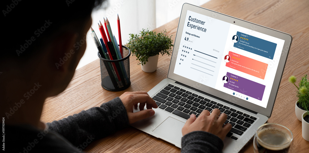 Poster customer experience and review analysis by modish computer software for corporate business