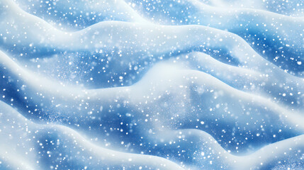 Beautiful background image of small snowdrifts, falling snow and snowflakes in white and blue tones. Sunweave. Illustration