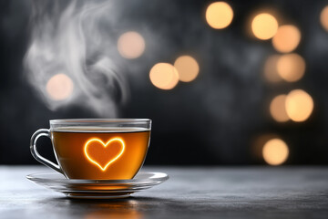Fototapeta premium cup of steaming tea with a heart