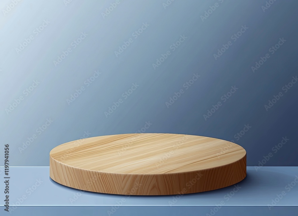 Poster wooden cube podium with white background for product presentation, minimal mockup scene 3d rendering