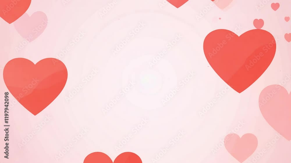 Poster zoom out fill light video, camera from a clustered group of red heart icons featuring abstract shape