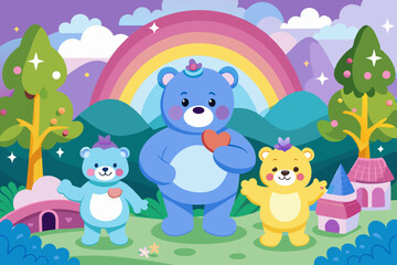 backgrounds care bears vector 