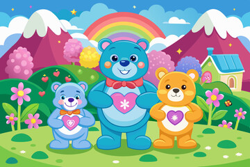 backgrounds care bears vector 