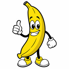 banana vector art illustration with hand and legs