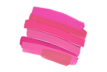 Purple fuchsia creamy cosmetic product swatch set palette. Lipstick sample on white isolated...