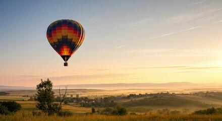 Fototapeta premium Hot air balloon is flying in the sky