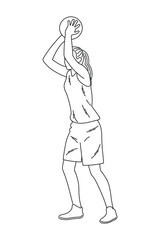 Young girl athlete preparing to shoot a basketball on the court during practice