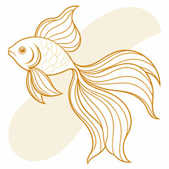 Fototapeta premium A minimalist illustration of a goldfish with flowing fins in a sleek, simple design.