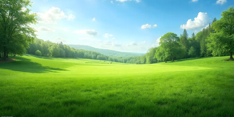 landscape with green grass and sky