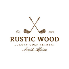 Vintage Retro Golf Club Emblem Logo with Wood Pattern Vibe