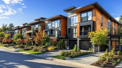 Fototapeta premium Invest in a stylish townhome within a vibrant North American community.