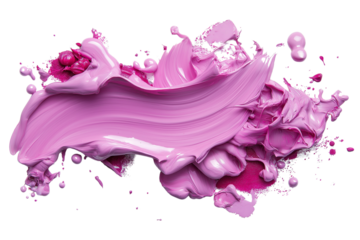 A pink brush stroke with pink paint on a white background