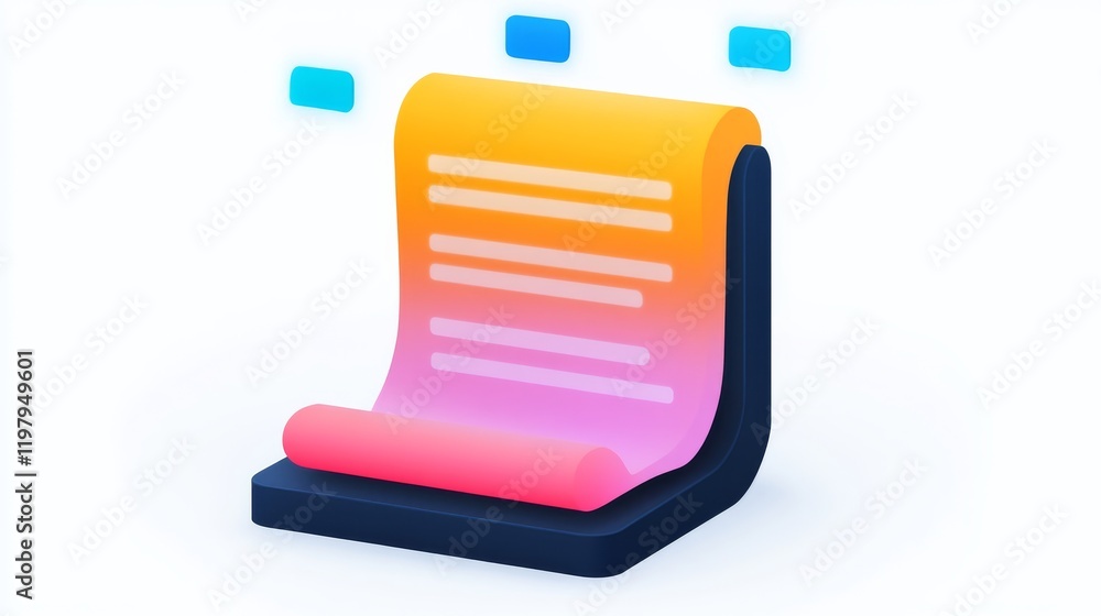 Poster a vibrant illustration of a document scroll featuring colorful lines, suggesting creativity and digi