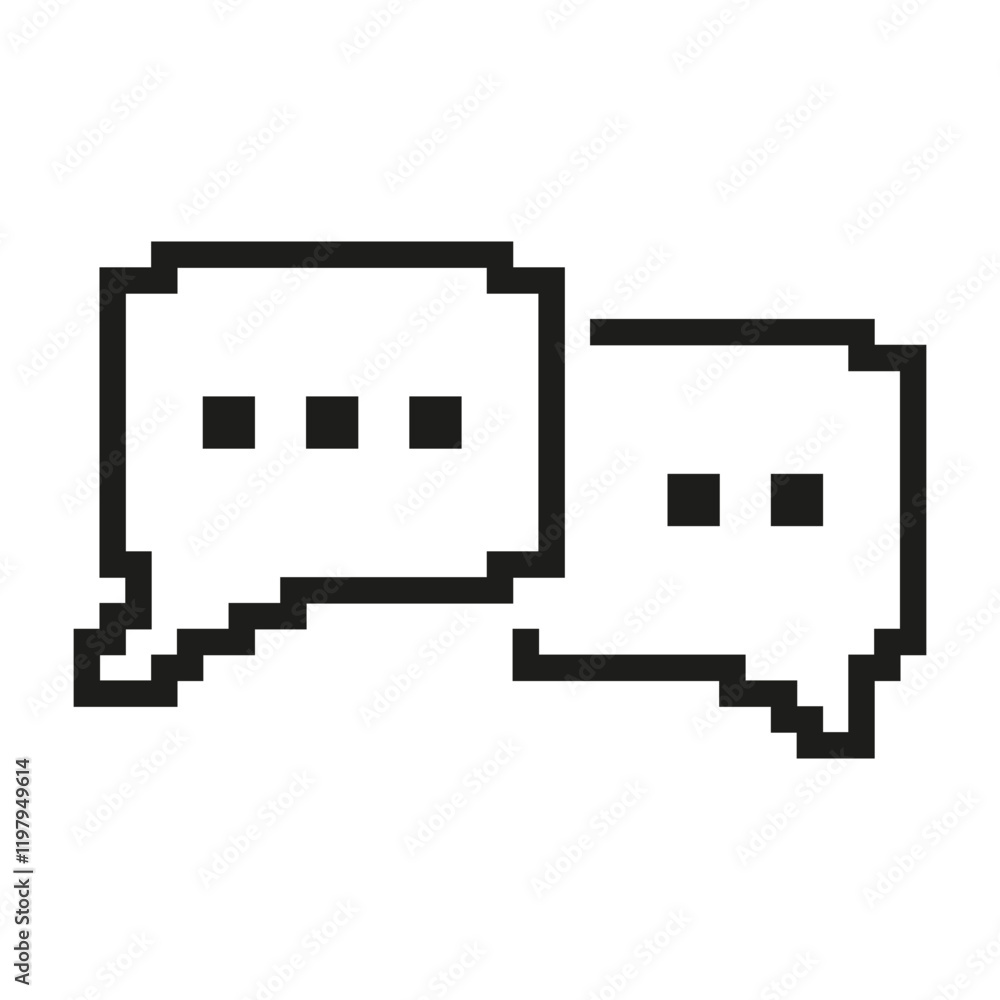 Aufkleber pixelated speech bubbles icon. chat and conversation symbol in pixel art style. isolated vector illu