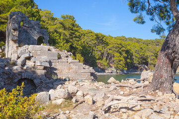 ancient ruins on the seashore