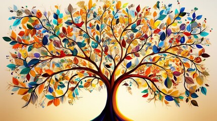 A stunning depiction of the Tree of Life in vivid colors. 