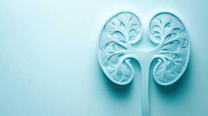 Top view of a kidney model illustrating chronic kidney disease and kidney stones. 