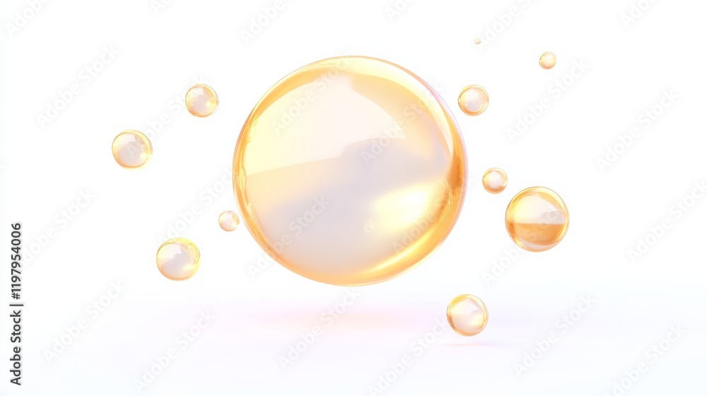 Aufkleber a luminous bubble floats against a white background, highlighting its smooth surface and soft reflec