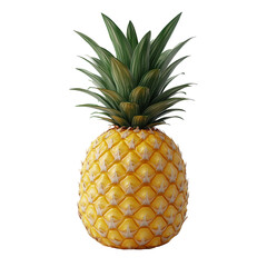 Fototapeta premium Fresh pineapple standing upright with vibrant green leaves and textured yellow skin perfect for tropical fruit displays isolated on transparent background