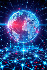 The concept of digital global connectivity in modern technology and network design for international communication in a futuristic cyberspace world, photo, with white tones