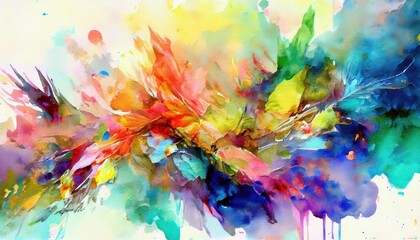 Expressive Watercolor Abstraction Vibrant, Textured Swirls of Color and Shape Create a Whimsical Dreamscape.
