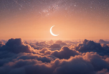 Crescent moon wallpaper. ramadhan moon wallpaper. eid moon background