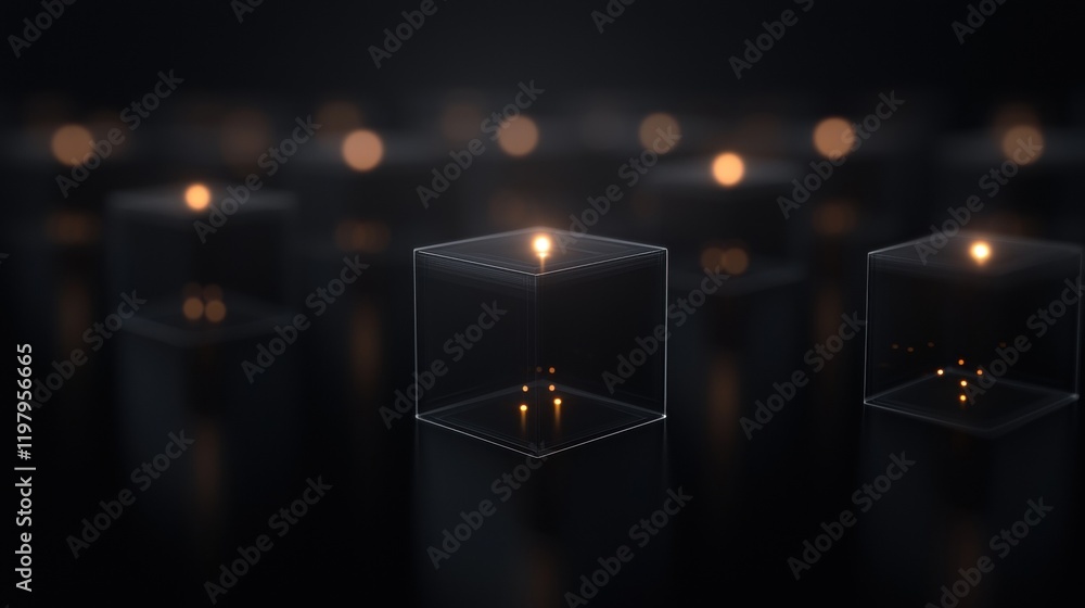 Poster a series of cubes with a light inside of them