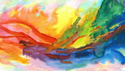 Vibrant Abstraction A Whimsical Watercolor Exploration of Color and Texture, Evoking Emotion and Sensation.