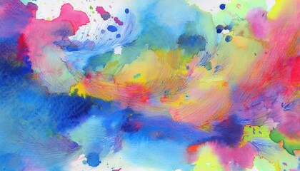 Vibrant Watercolor Abstraction Whimsical Flow of Colors and Textures, Dancing Across the Canvas with Fauvist Influence.