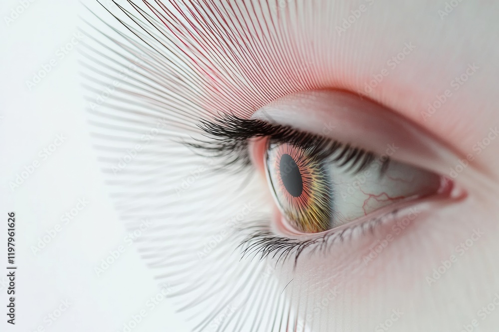 Poster detailed close up view of a human eye showcasing intricate colors and textures, emphasizing natural 