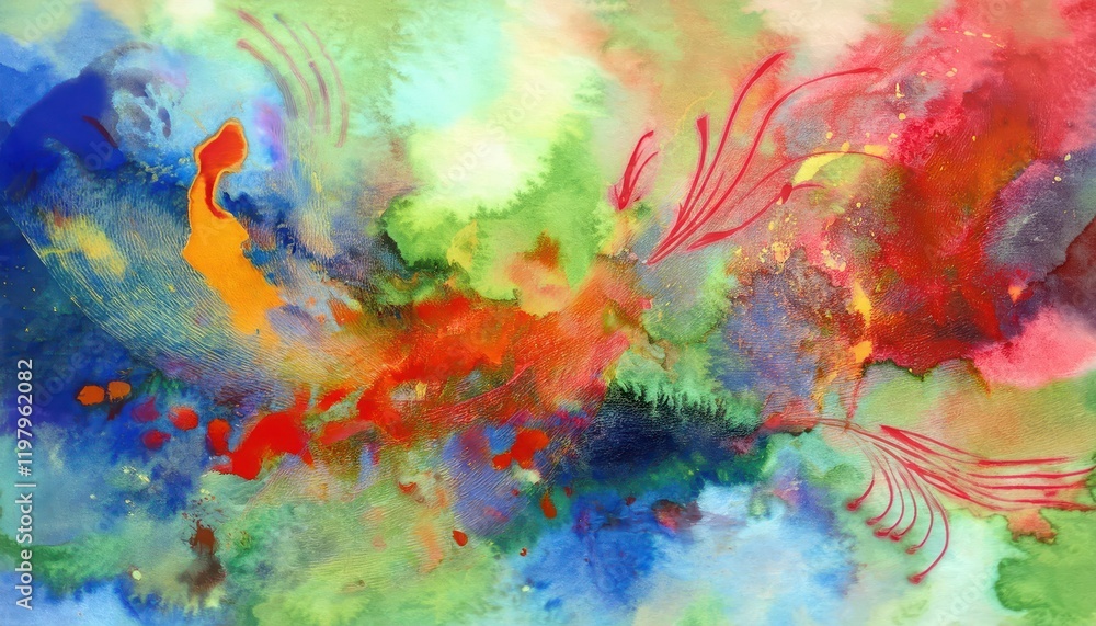 Aufkleber vibrant watercolor abstraction handpainted masterpiece embracing abstract expressionism, showcasing 