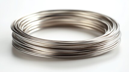 Fototapeta premium Close-up of a Neat Stack of Silver Wires
