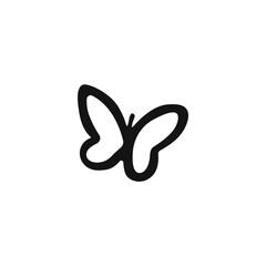 Fototapeta premium Black butterfly on white background vector. Simple butterfly vector icon. Butterfly freedom symbol. Stylish butterfly logo. Vector icon.