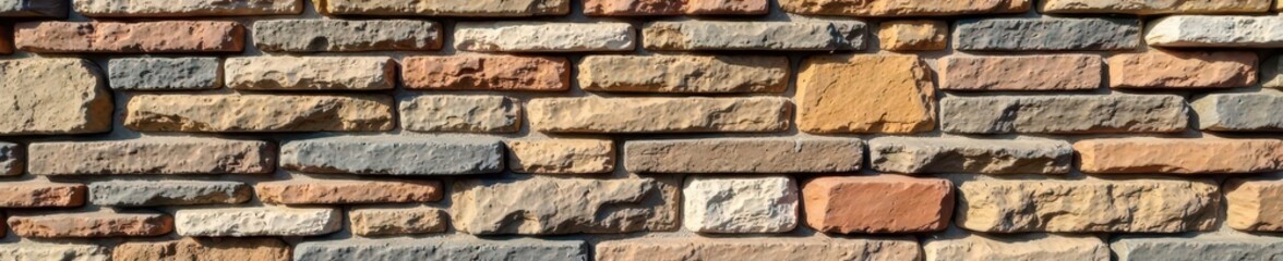 Obraz premium Rustic stacked stone wall, horizontal texture, wall, stacked, vintage