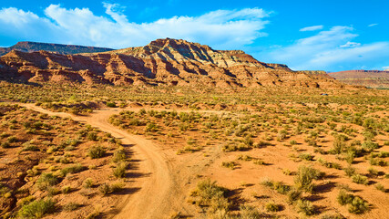 Aerial Fly Through Red Rock Mountains at Golden Hour, Zion National Park