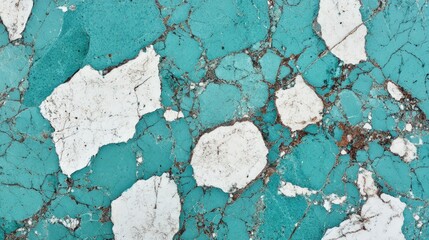 Turquoise and White Marble Texture with Cracks and Patterns