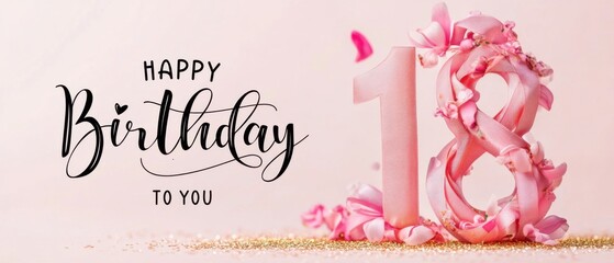 Elegant 18th Birthday Celebration with Pink Rose Petals and Glitter