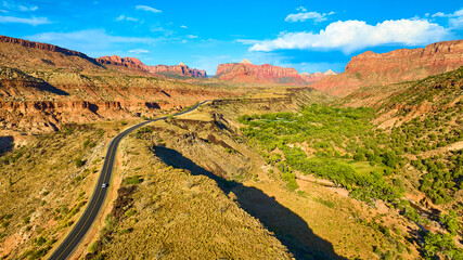 Aerial Journey Through Zion's Red Rock and Green Oasis