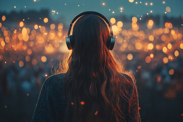 Enjoying a vibrant concert atmosphere with hearing aids at sunset