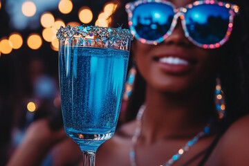 Enjoying a lively concert with hearing aids and vibrant drinks in hand